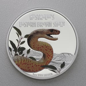 Silbermünze 1oz "Eastern Brown Snake" 2010 (PP/koloriert) Deadly and Dangerous (Tuvalu) - Miniaturansicht 1
