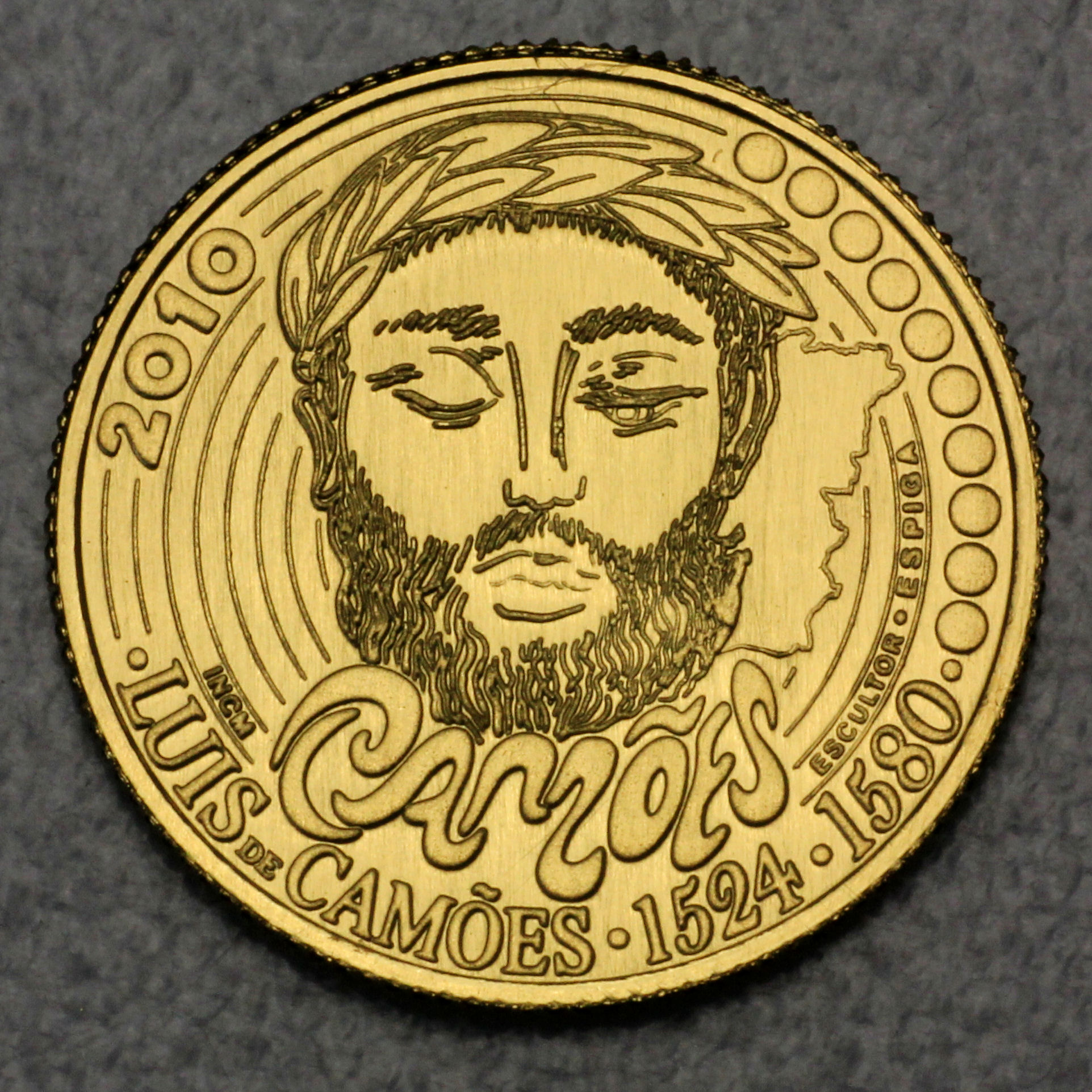 Goldmünze 0,25 Euro " Luis Vaz de Camoes" 2010 (Portugal) - Hauptansicht