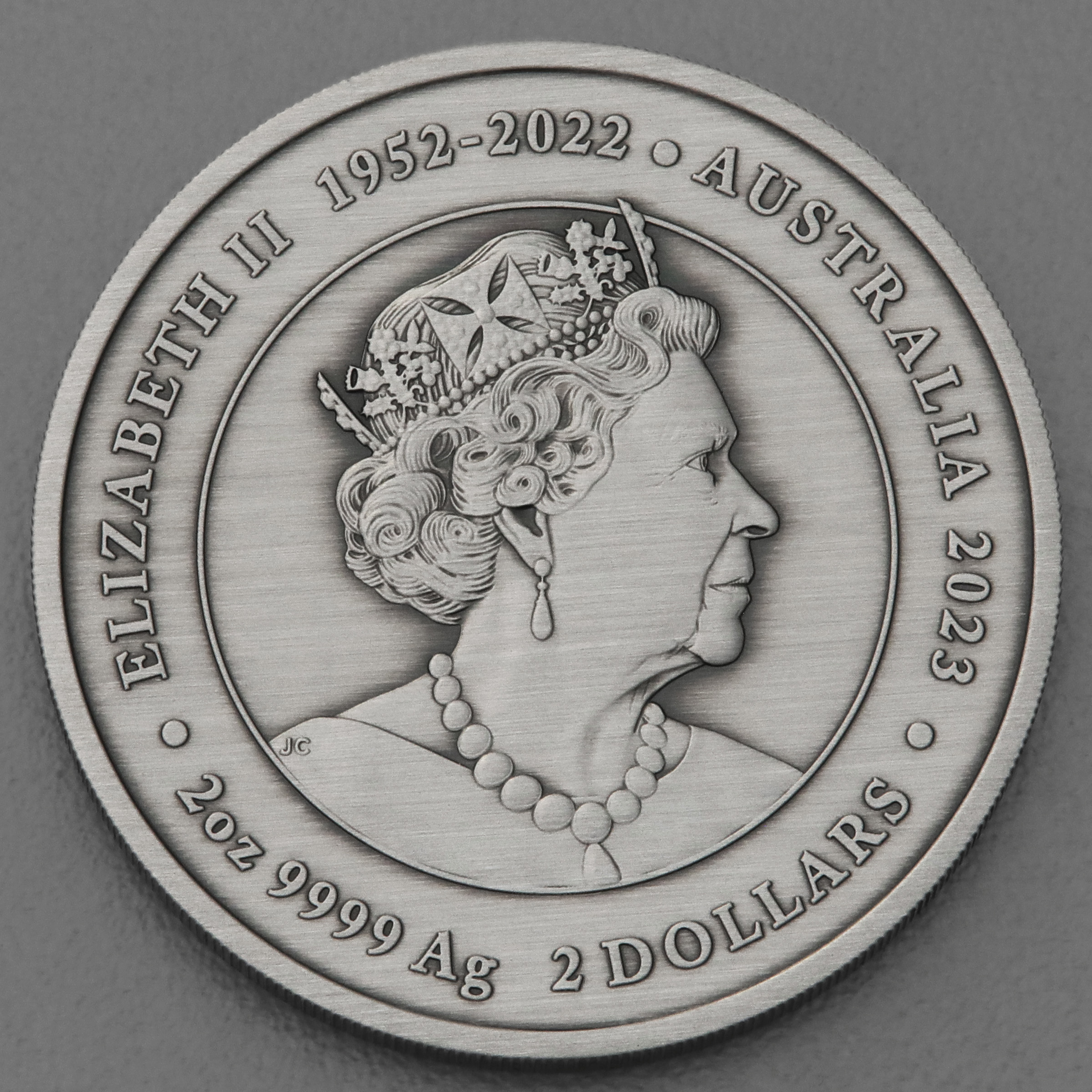 Silbermünze 2oz "Kangaroo Yongka" 2023 Antique Finish koloriert - Detailansicht 1