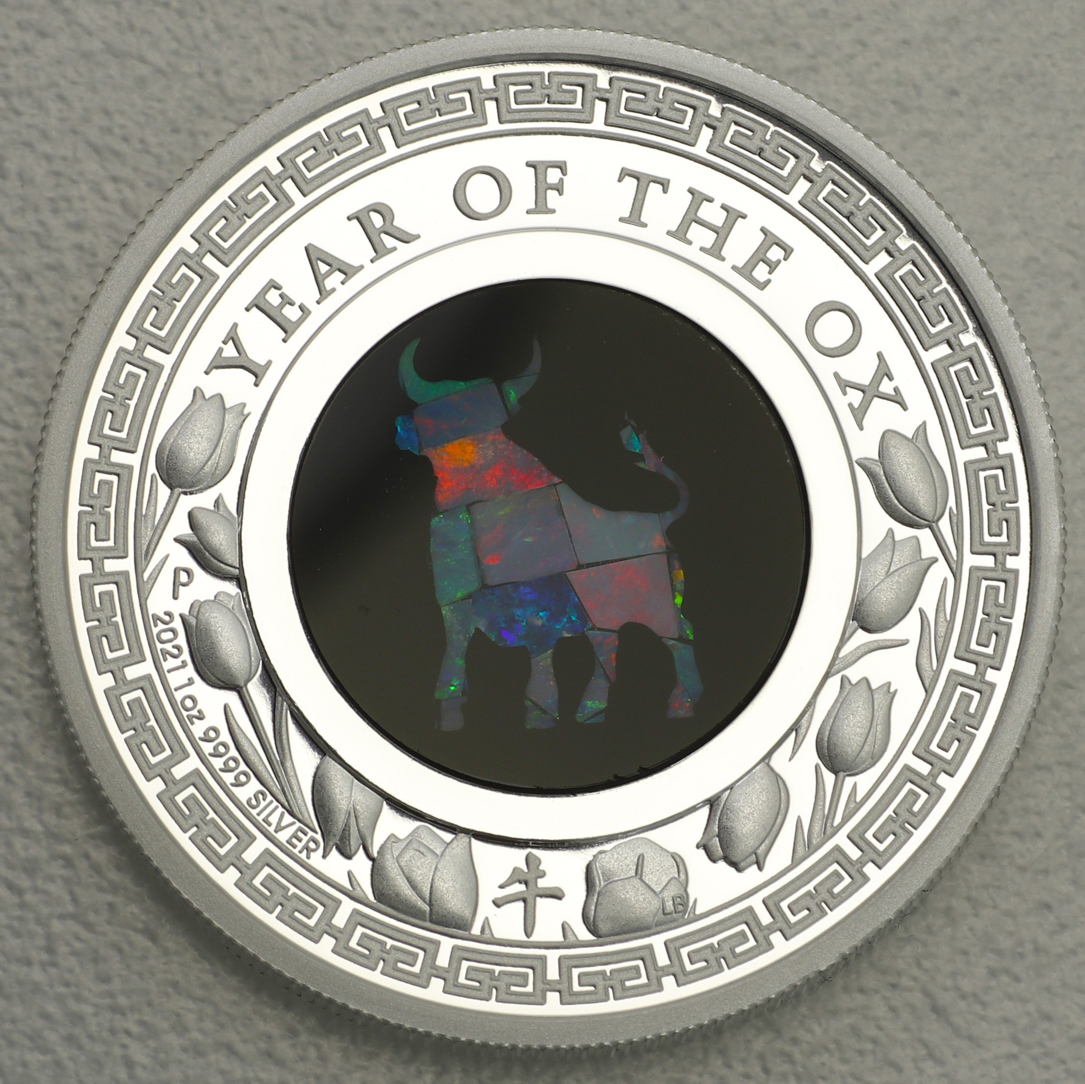 Silbermünze 1oz "Ochse" 2021 (PP) Opal Lunar – Year of the Ox (Australien) - Hauptansicht