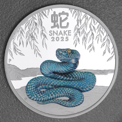 Silbermünze 1oz "Schlange" 2025 (PP/koloriert) Lunar III – Year of the Snake (Australien) - Miniaturansicht 1