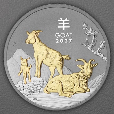 Silbermünze 3 x 1oz "Ziege" 2027 (PP/kol./verg.) Set 3-teilig Lunar III (Australien) - Miniaturansicht 10