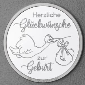 Silbermedaille 1oz "Zur Geburt" Gravurmedaille - Hauptansicht