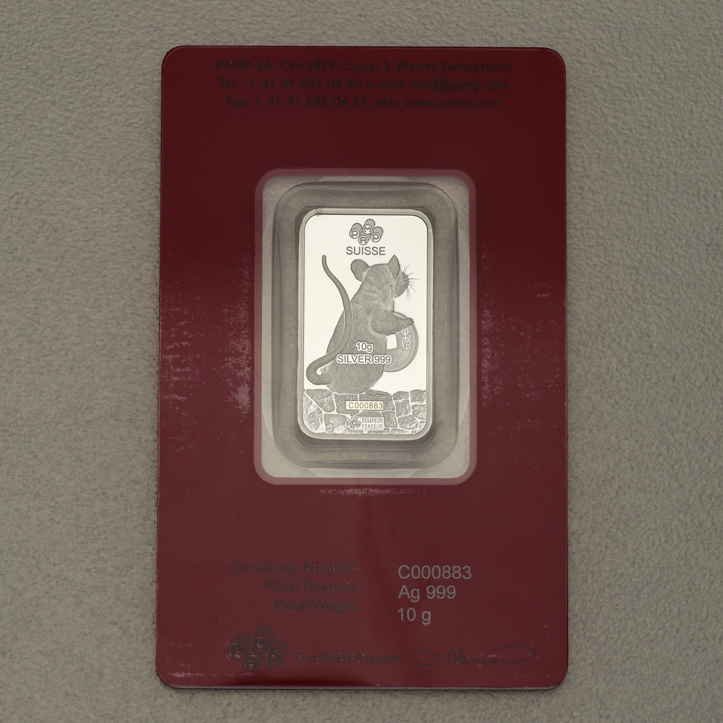 Silberbarren 10g "Maus 2020" Lunar PAMP - Detailansicht 1