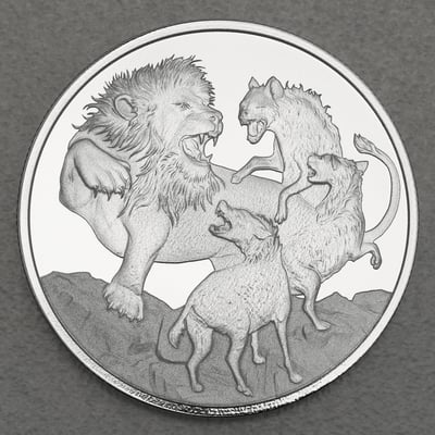 Silbermünze 1oz "Lion vs Hyenas" 2022 Apex Predators (Niue) - Miniaturansicht 1