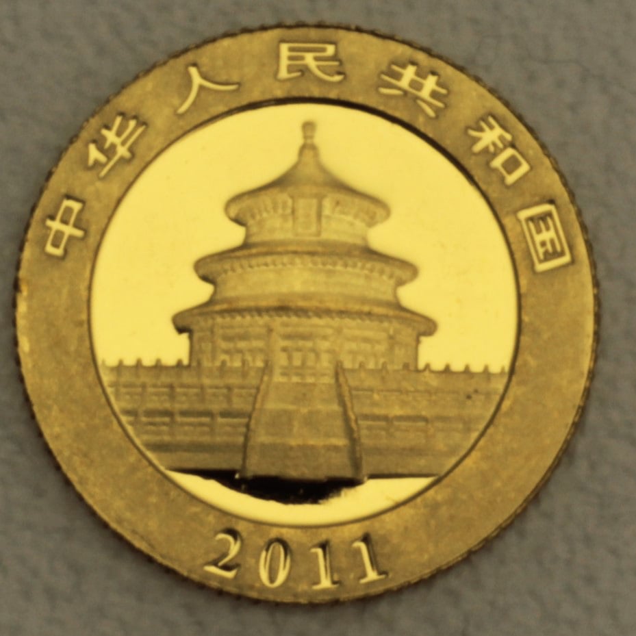 Goldmünze 1/20oz "Panda" 2011 (China) - Detailansicht 1