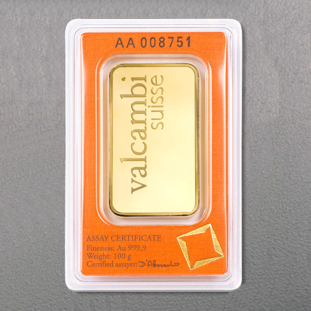 Goldbarren 100g VALCAMBI geprägt - Detailansicht 2
