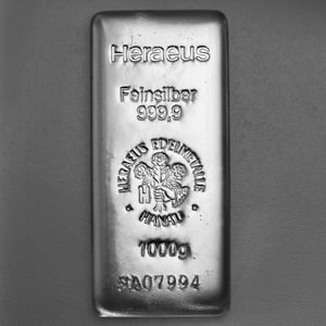 Silberbarren 1kg/1000g HERAEUS gegossen - Hauptansicht
