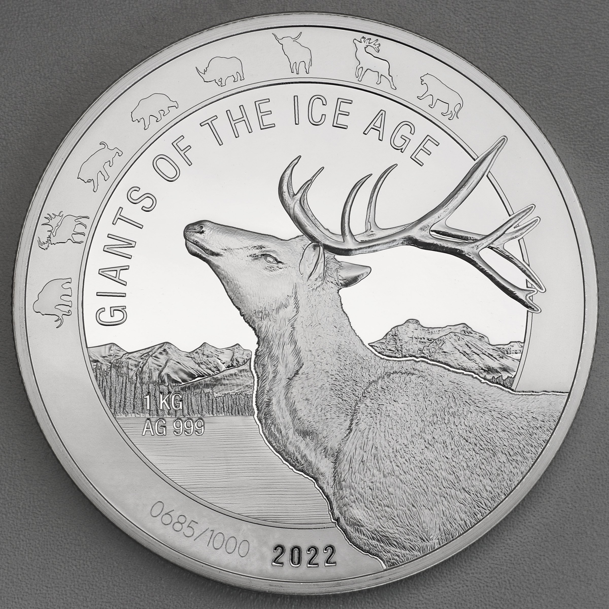 Silbermünze 1kg "Rentier" 2022 Giants of Ice Age (Ghana) - Hauptansicht