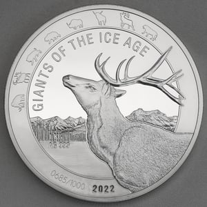 Silbermünze 1kg "Rentier" 2022 Giants of Ice Age (Ghana) - Hauptansicht
