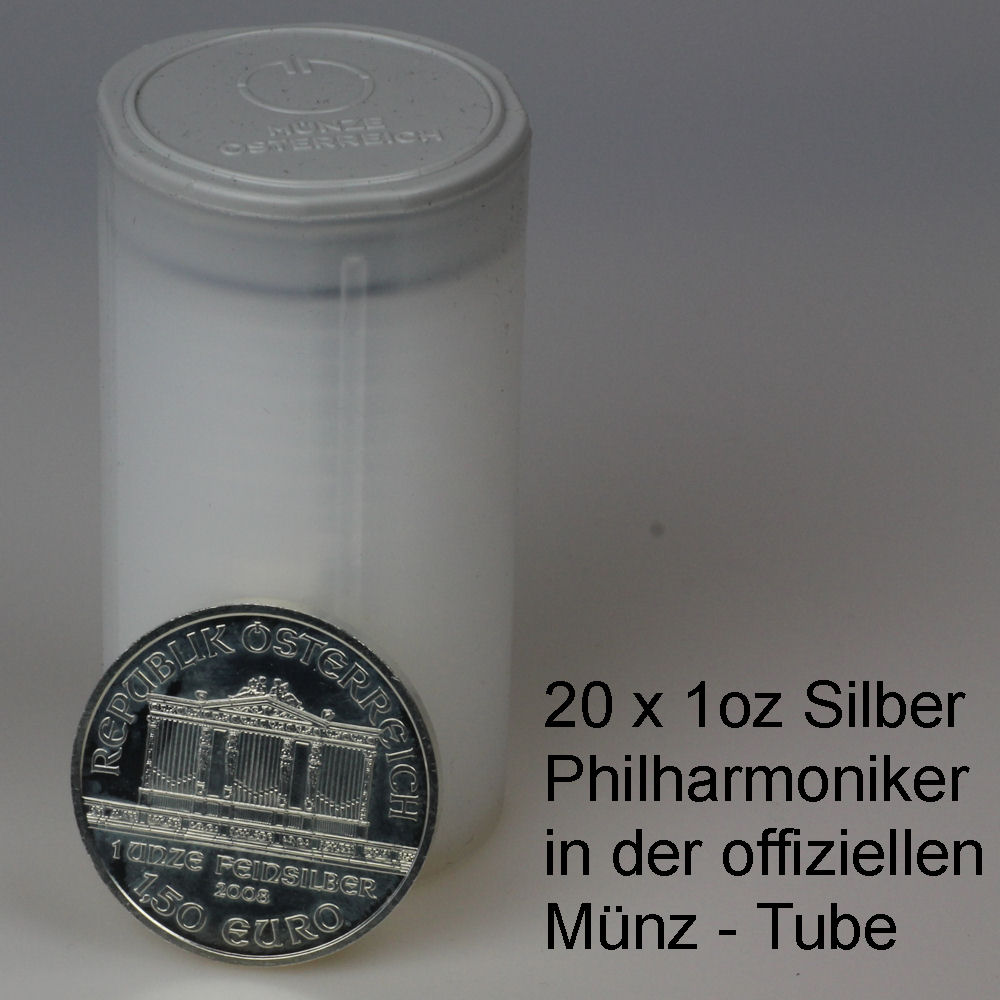 Silbermünze 20 x 1oz "Wiener Philharmoniker" aktueller Jahrgang Tube (Österreich) - Hauptansicht