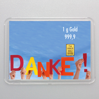 Goldbarren 1g "Danke/Thanks-Hände" (Flip) - Hauptansicht