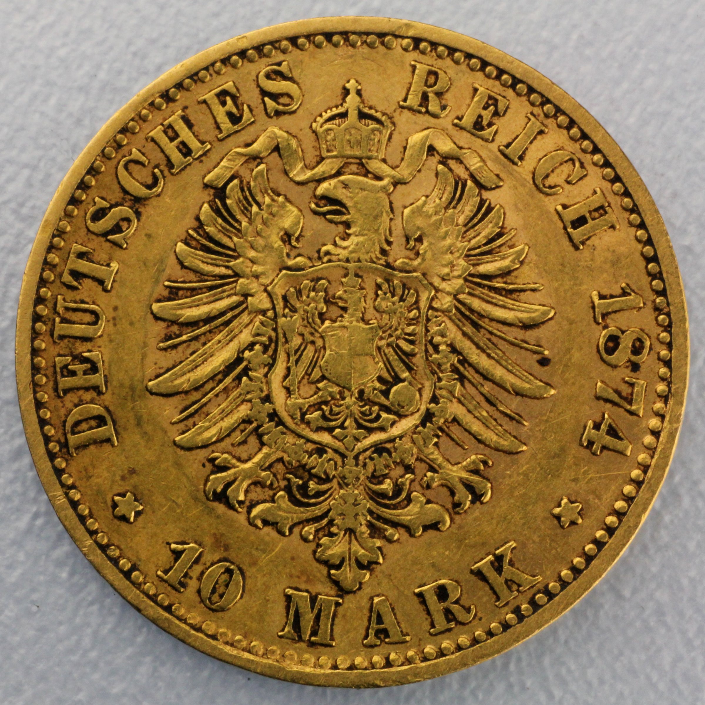 Goldmünze 10 Mark "Stadtwappen Hamburg" 1874-B J.207 (Hamburg) - Detailansicht 1
