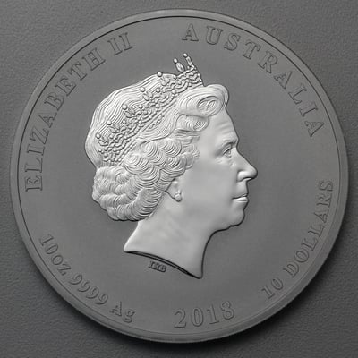 Silbermünze 10oz "Hund" 2018 Lunar II – Year of the Dog (Australien) - Miniaturansicht 2