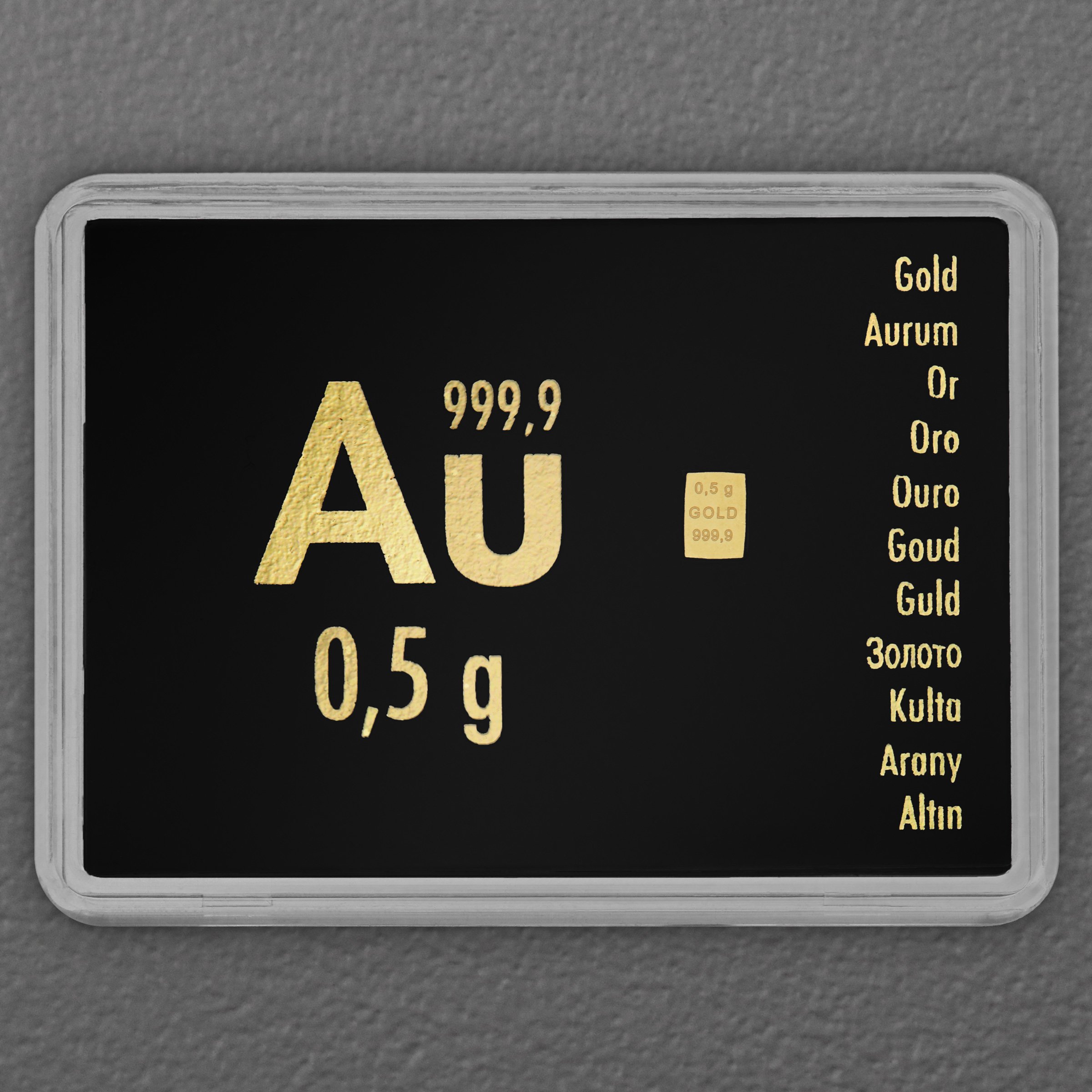 Goldbarren 0,5g "Au International" (Motivbox) - Hauptansicht