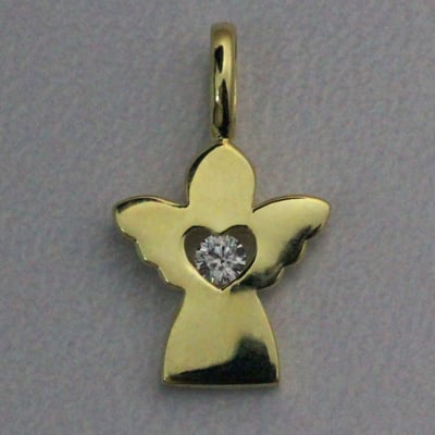 Goldanhänger 750er "Engel mit Zirkon" (18 kt) - Miniaturansicht 1