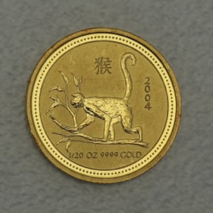 Goldmünze 1/20oz "Affe" 2004 Lunar I – Year of the Monkey (Australien) - Hauptansicht