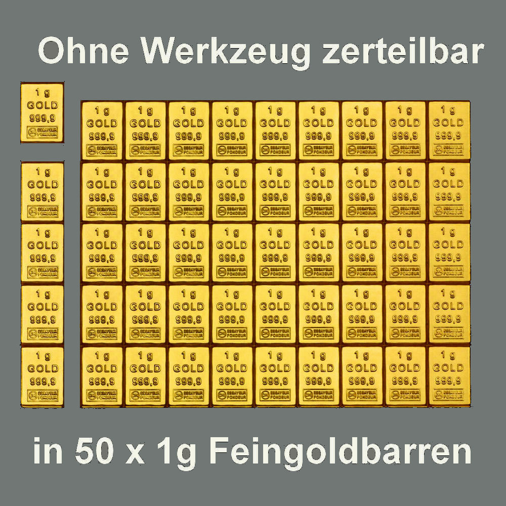 Goldtafel (50x 1g Feingold) "CombiBar" - Detailansicht 2