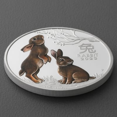 Silbermünzen 1oz "Hase" 2023 (PP/kol./vergoldet) Set 3-teilig Year of the Rabbit (Australien) - Miniaturansicht 8