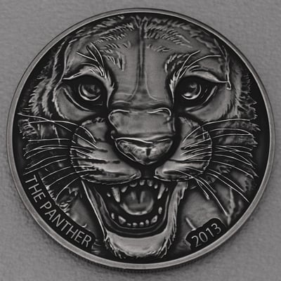 Silbermünze 1oz "Panther" 2013 Antik Finish (Elfenbeinküste) - Miniaturansicht 1