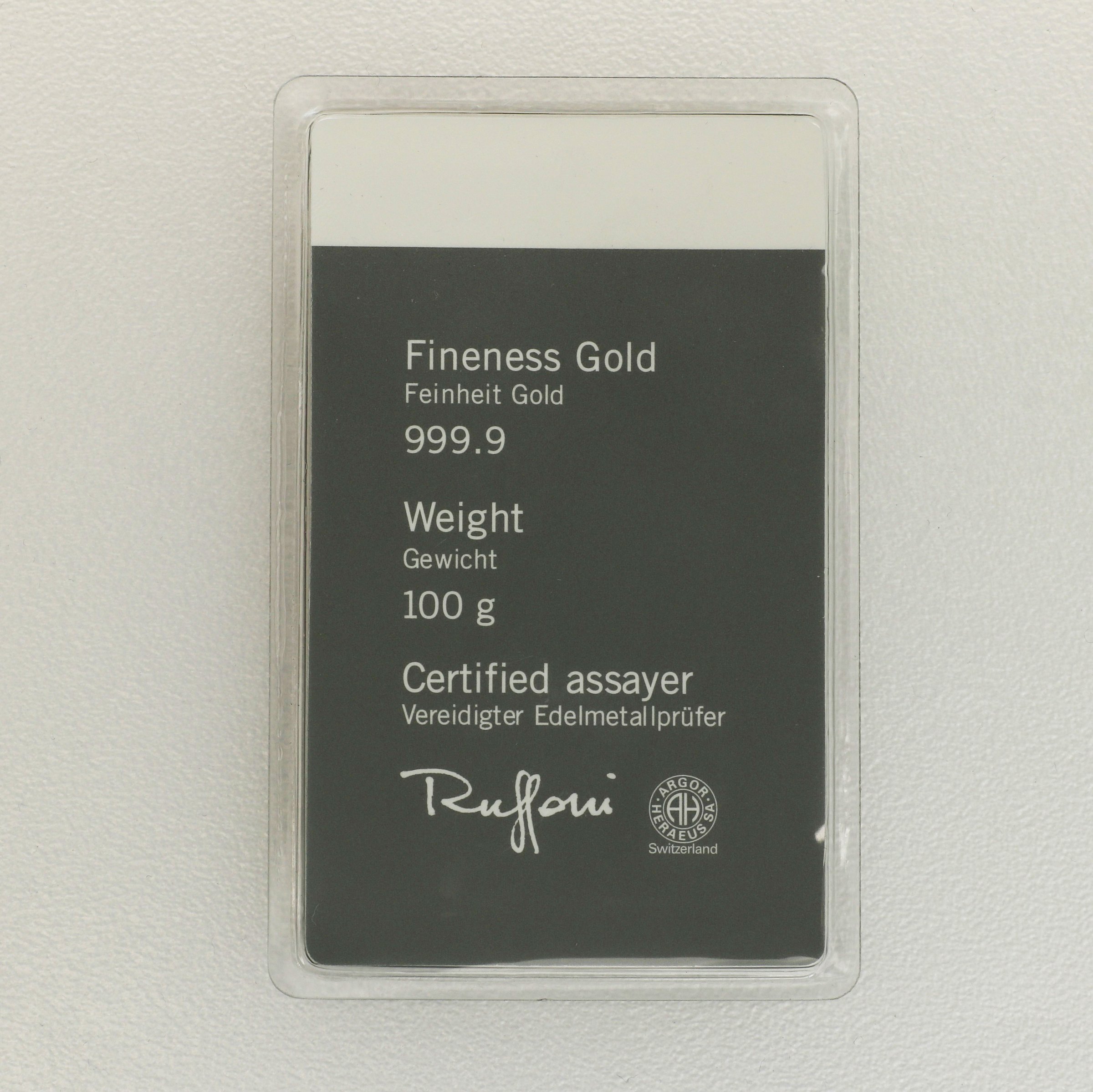 Goldbarren 100g HERAEUS gegossen - Detailansicht 5