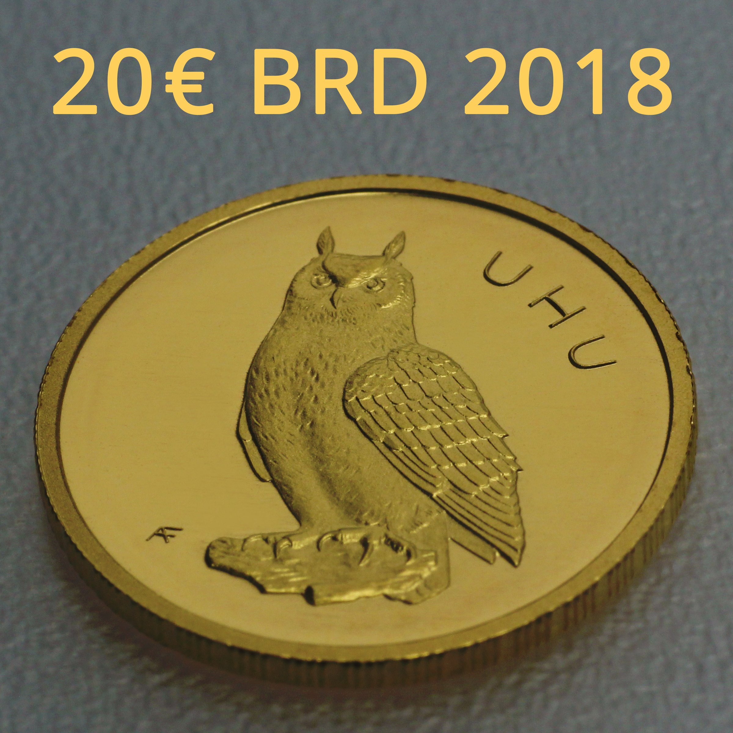 Goldmünze 20 Euro "Uhu" 2018 Heimische Vögel (Deutschland) - Detailansicht 4