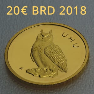 Goldmünze 20 Euro "Uhu" 2018 Heimische Vögel (Deutschland) - Miniaturansicht 5