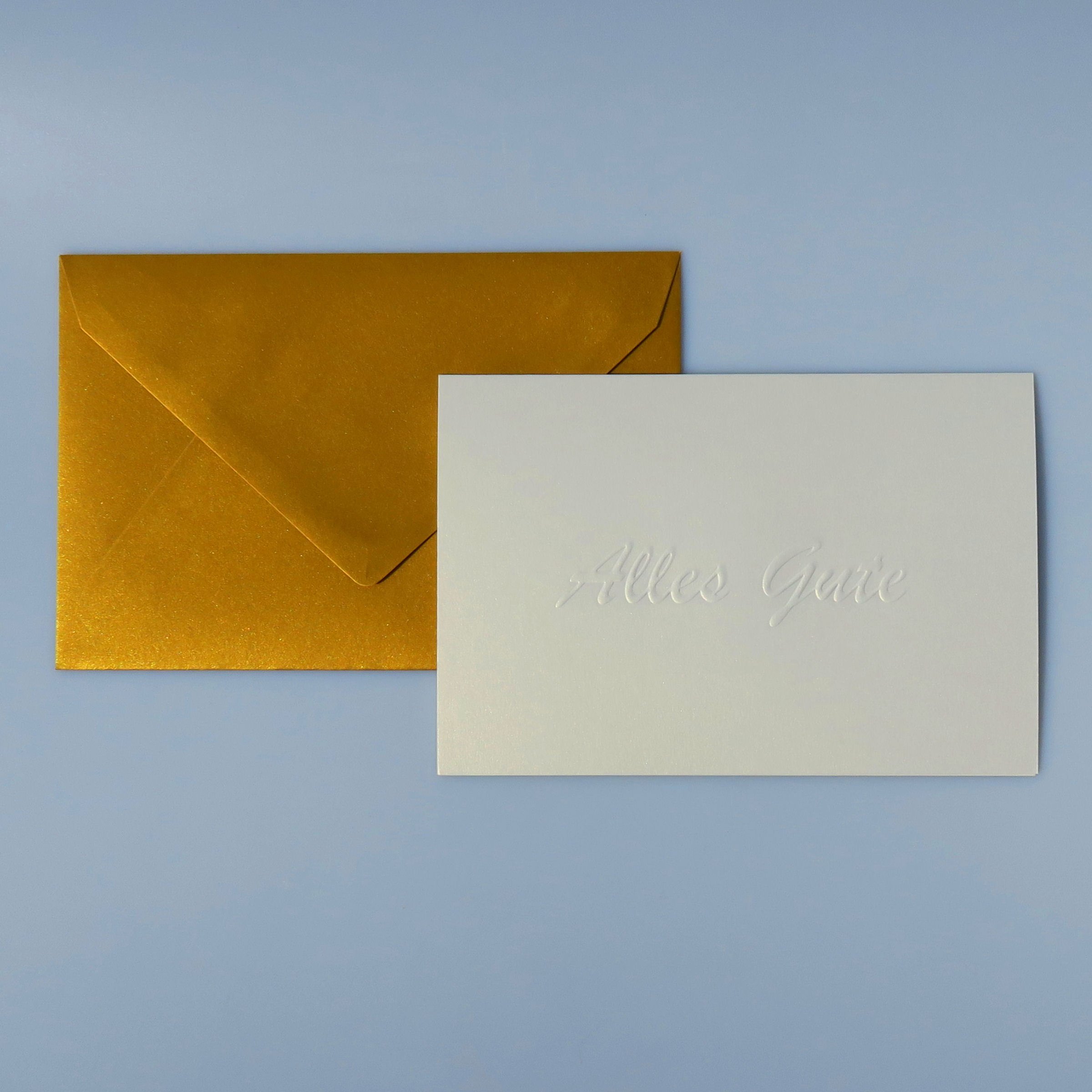 Geschenk-Karte "Alles Gute" mit goldenem Umschlag - Hauptansicht