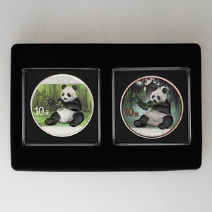Silbermünzen 2 x 30g "Panda" 2017 (koloriert) Set – 2-teilig Night & Day (China) - Miniaturansicht 4