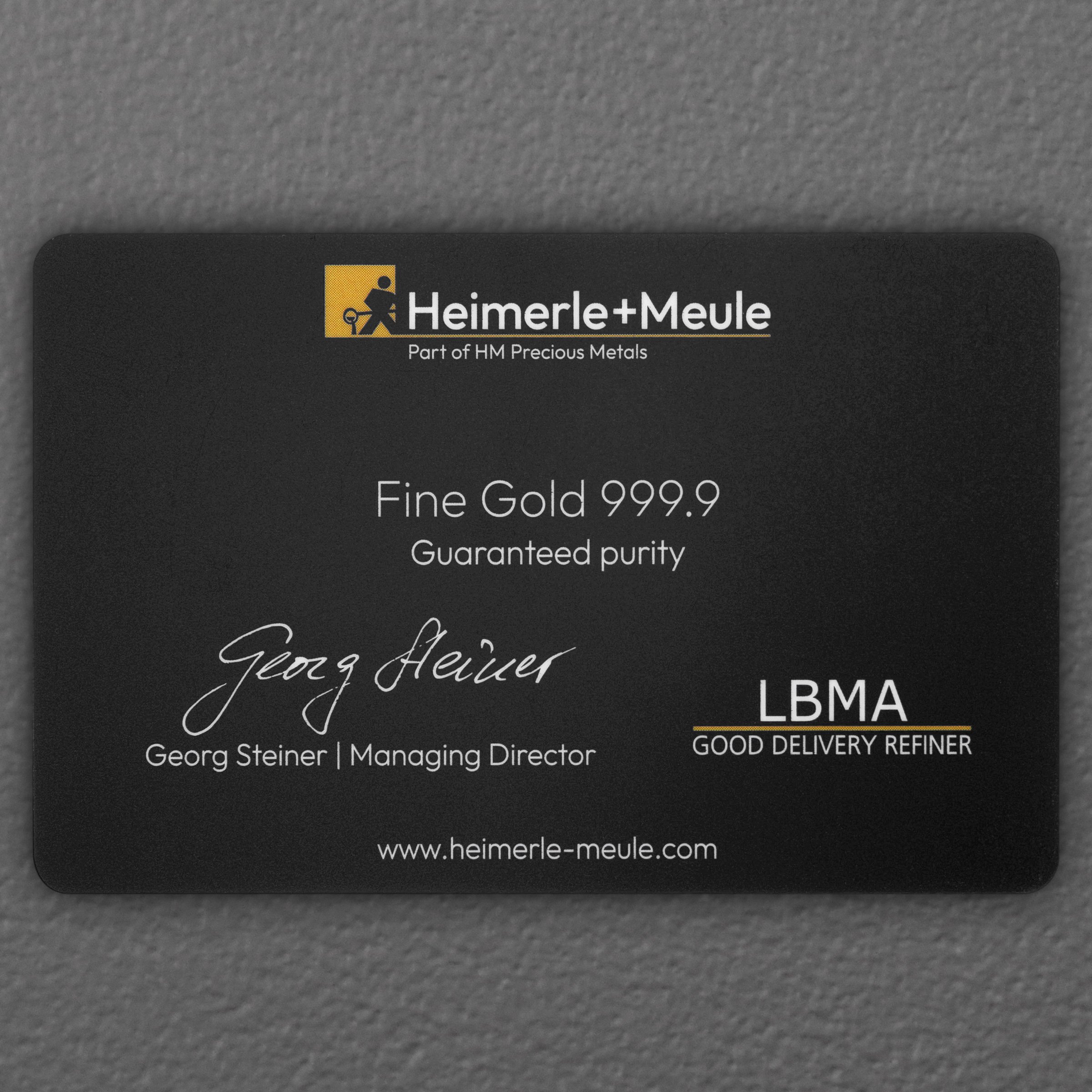Goldbarren 1/100oz HEIMERLE + MEULE "Secain Card" geprägt - Detailansicht 1
