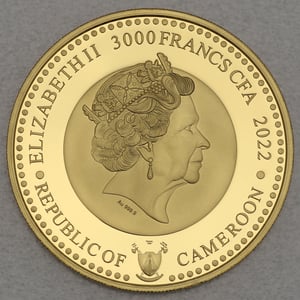 Goldmünze 1oz "Französische Bulldogge" 2022 World Famous Dogs (Kamerun) - Miniaturansicht 2