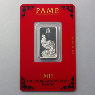 Silberbarren 10g "Hahn 2017" Lunar PAMP - Miniaturansicht 1