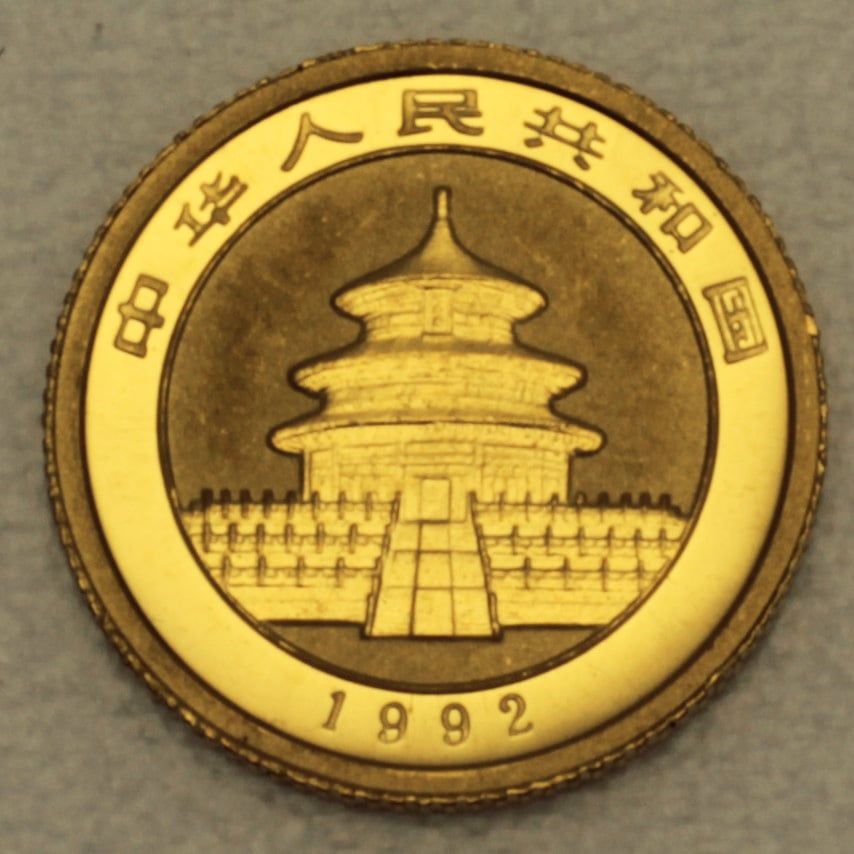 Goldmünze 1/20oz "Panda" 1992 (China) - Detailansicht 1