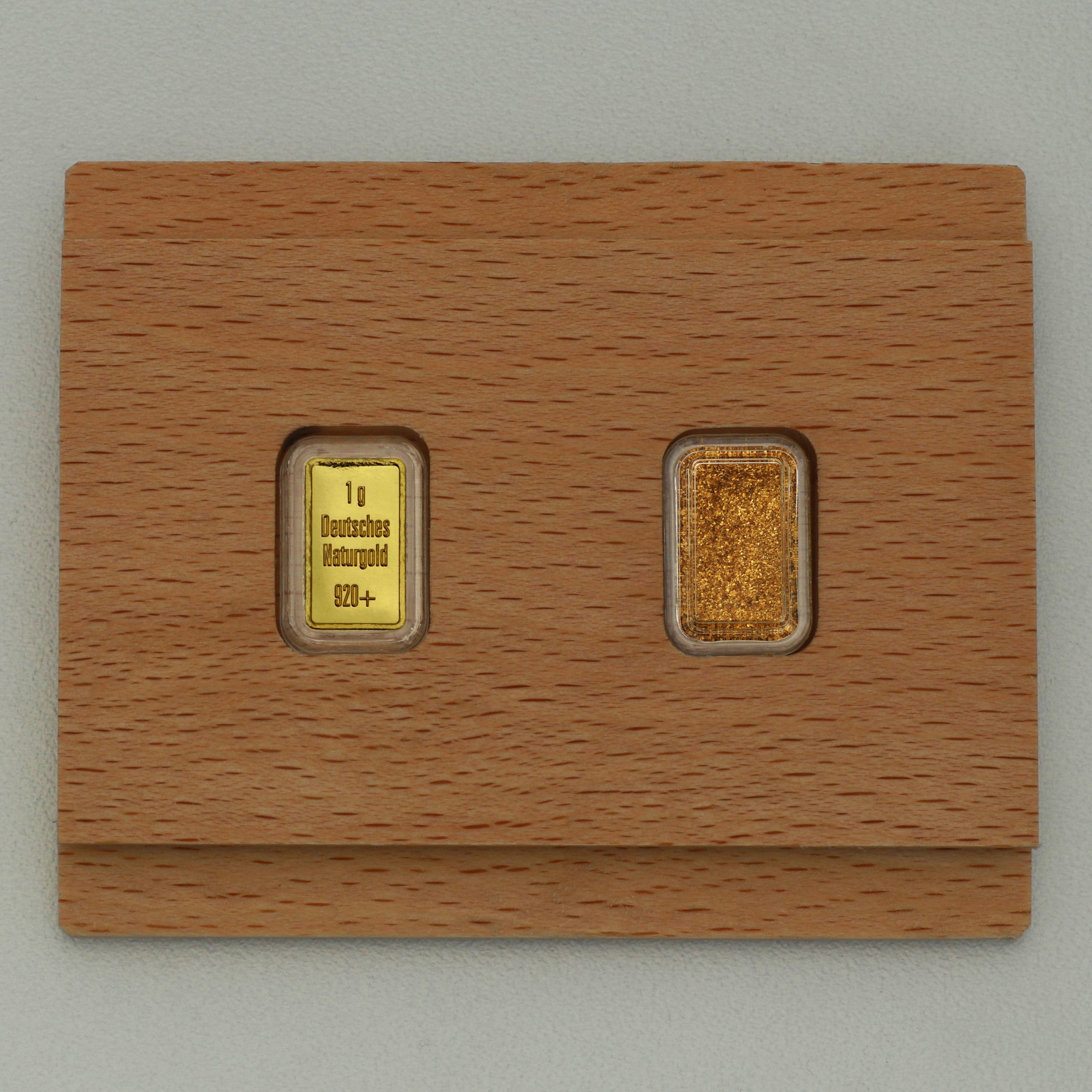 Rheingold-Set "Naturgoldflitter + Flussgoldbarren" - Detailansicht 1