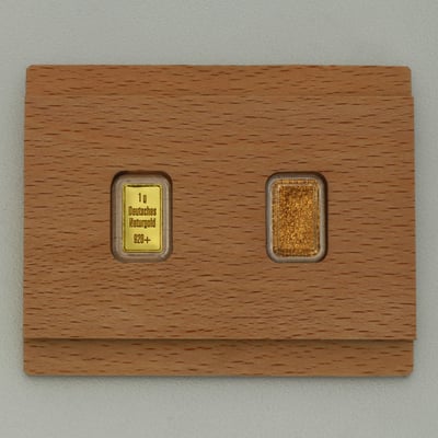 Rheingold-Set "Naturgoldflitter + Flussgoldbarren" - Miniaturansicht 2