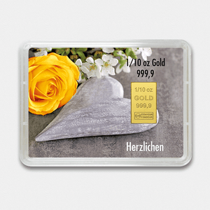 Goldbarren 1/10oz "Stein+Ringe/Hochzeit" (Flip) - Hauptansicht