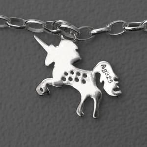 Silber-Fußkette 925er "Einhorn mit Zirkonia" (Sterling) - Miniaturansicht 3