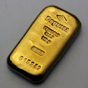 Goldbarren 100g DEGUSSA, gegossen - Hauptansicht