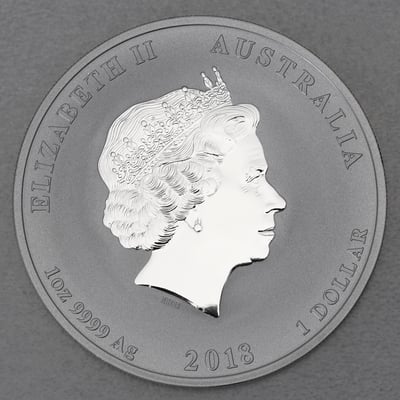 Silbermünze 1oz "Hund" 2018 (vergoldet) Lunar II – Year of the Dog (Australien) - Miniaturansicht 2