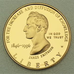 Goldmünze 5 Dollar "James Smithson" 1996 (PP) (USA) - Hauptansicht