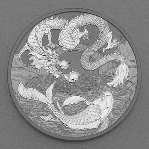 Silbermünze 1oz "Dragon & Koi" 2023 Chinese Myths & Legends (Australien) - Hauptansicht