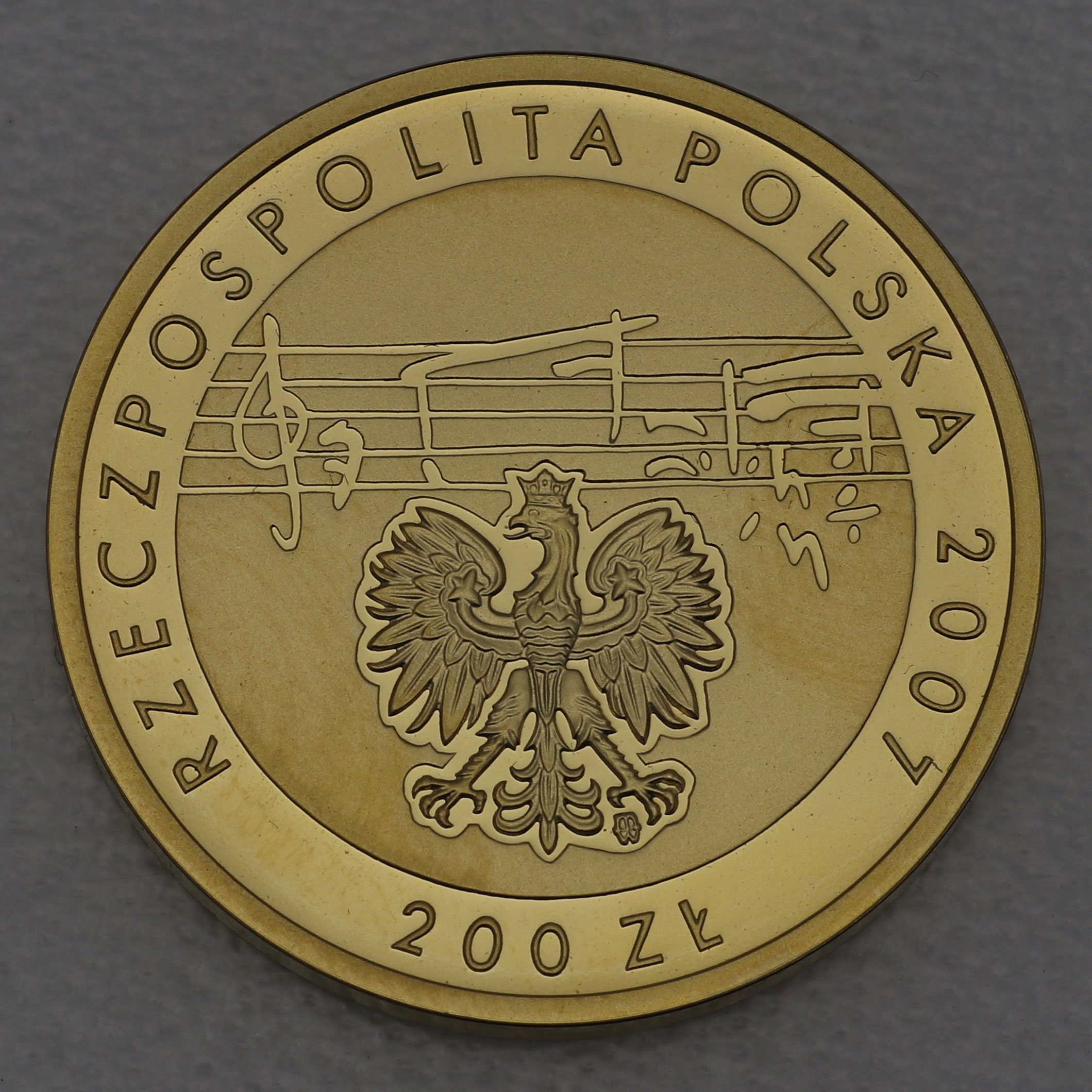 Goldmünze 200 Zloty "Karol Szymanowski" 2007 125. Jahrestag der Geburt (Polen) - Detailansicht 1