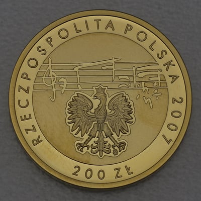 Goldmünze 200 Zloty "Karol Szymanowski" 2007 125. Jahrestag der Geburt (Polen) - Miniaturansicht 2