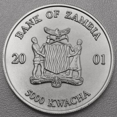 Silbermünze 1oz "Zambia Elefant" 2001 African Wildlife diff. (Sambia) - Miniaturansicht 2