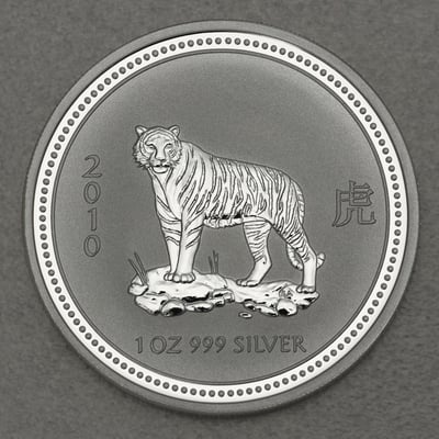 Silbermünze 1oz "Tiger" 2010 Lunar I – Year of the Tiger (Australien) - Miniaturansicht 1