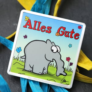 Silberbarren 1oz "Alles Gute" quadratisch (koloriert) Ottifanten - Miniaturansicht 6