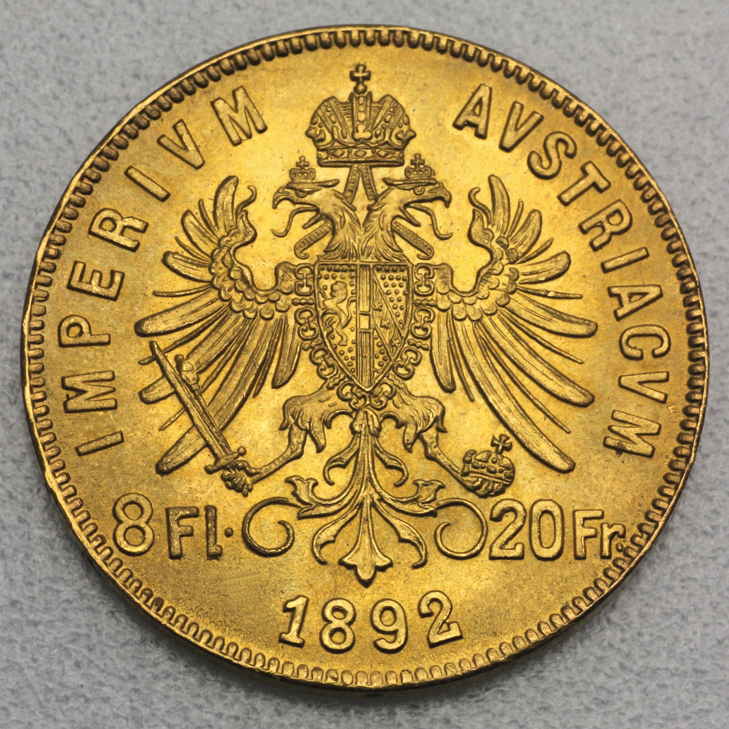 Goldmünze "8 Florin/20 Gulden-Nachpr.1892" (Österreich) - Detailansicht 1