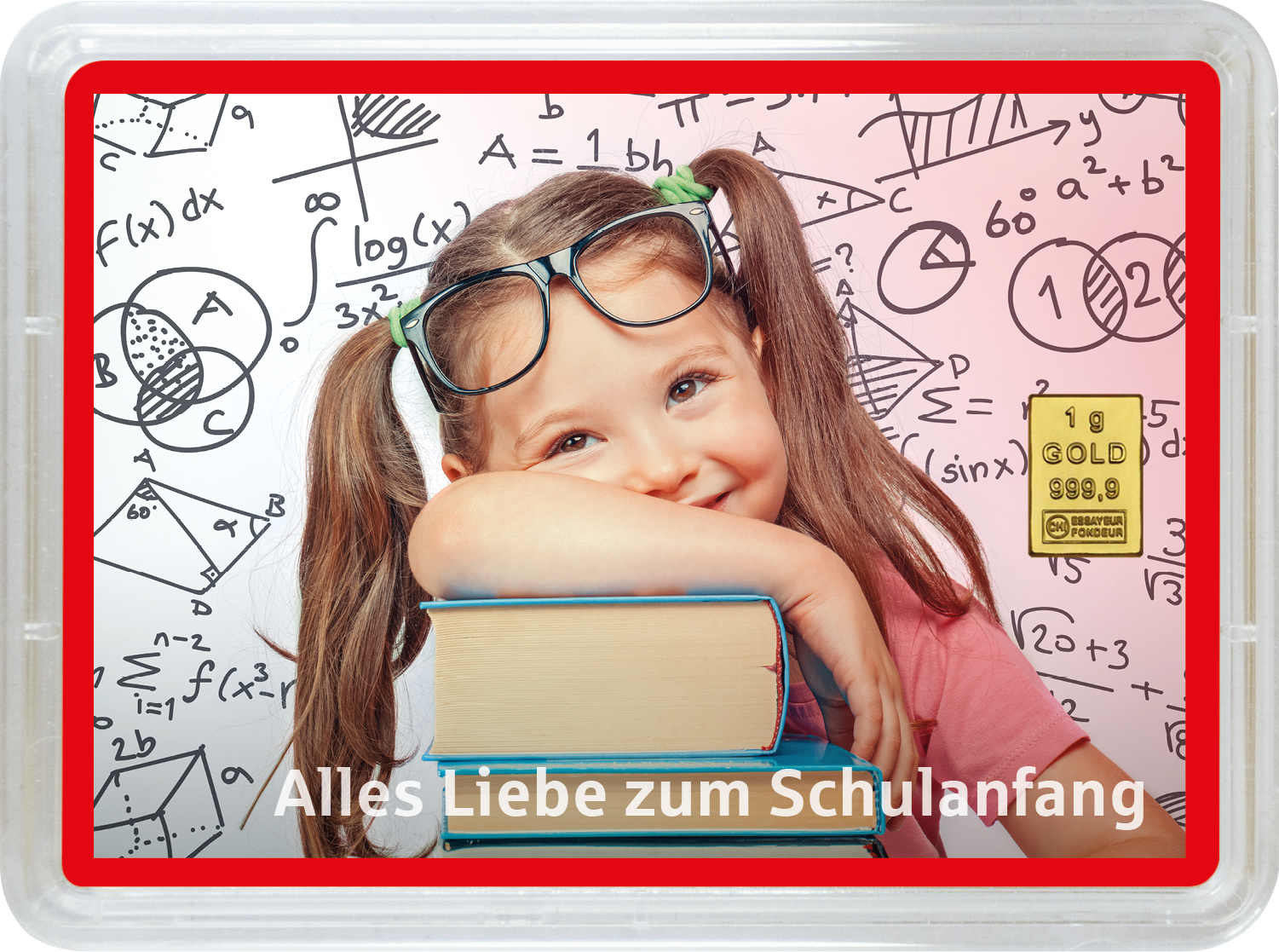 Goldbarren 1g "Schulanfang Mädchen" (Motivbox) - Hauptansicht
