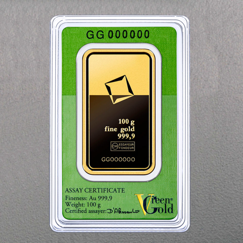 Goldbarren 100g "Green Gold" VALCAMBI (999,9 Au) - Hauptansicht