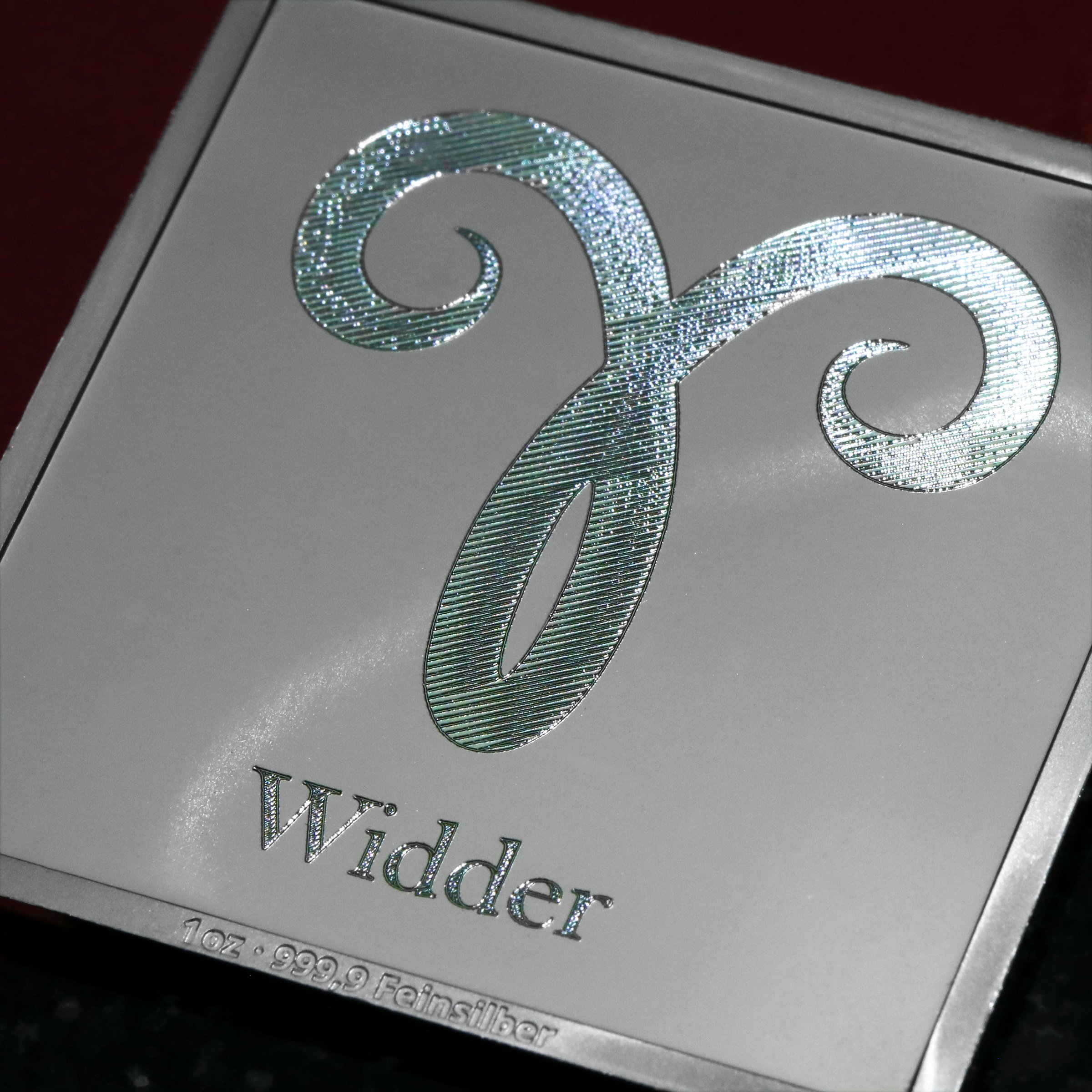Silberbarren 1oz "Sternzeichen Widder" Gravurbarren quadratisch - Detailansicht 5